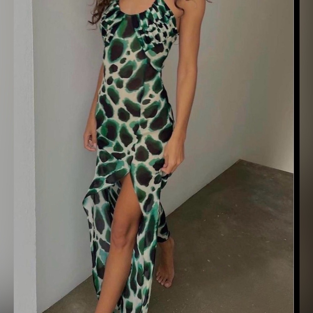 Rat & Boa Green and Black Patterned Maxi Dress